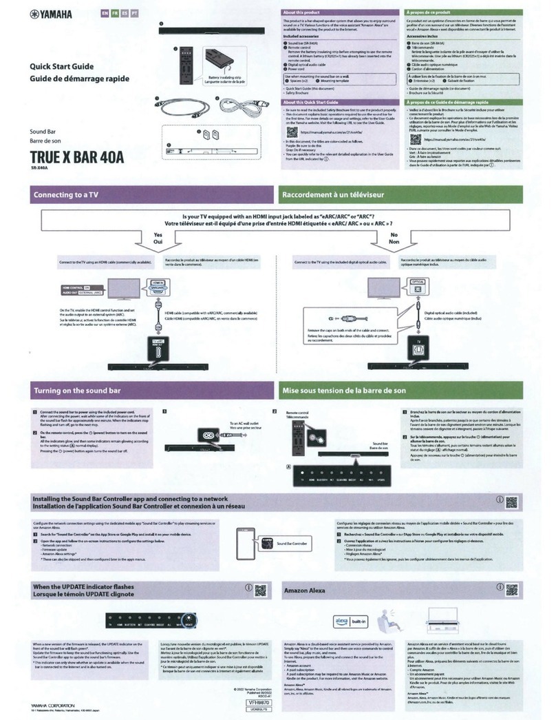 Yamaha TRUE X BAR 40A User manual