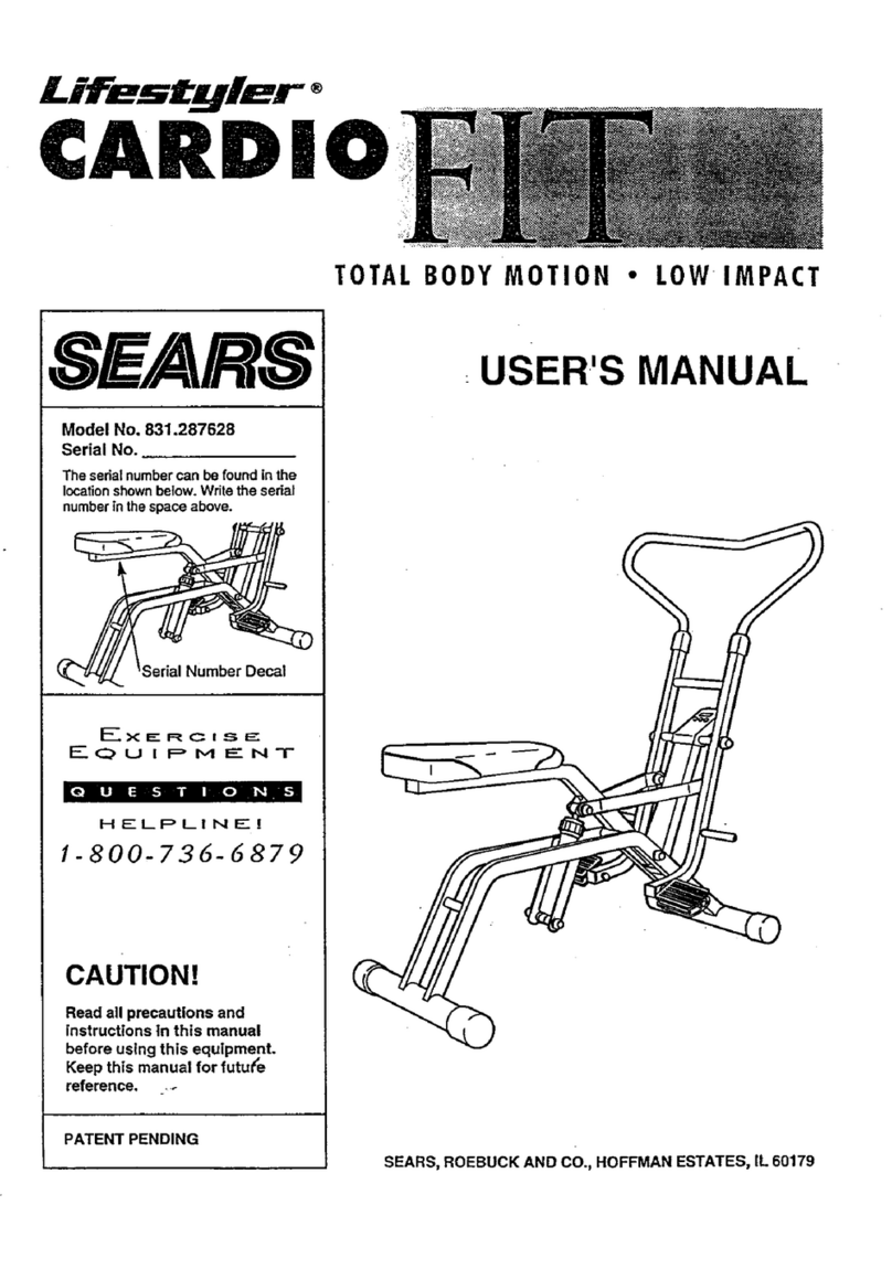 Sears LIFESTYLER Cardio FIT 831.287628 user manual