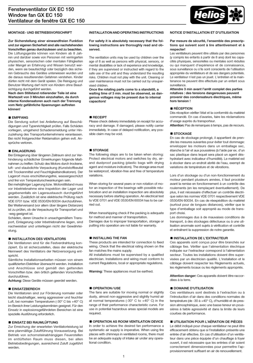 Helios GX EC 150 Installation and operating instructions