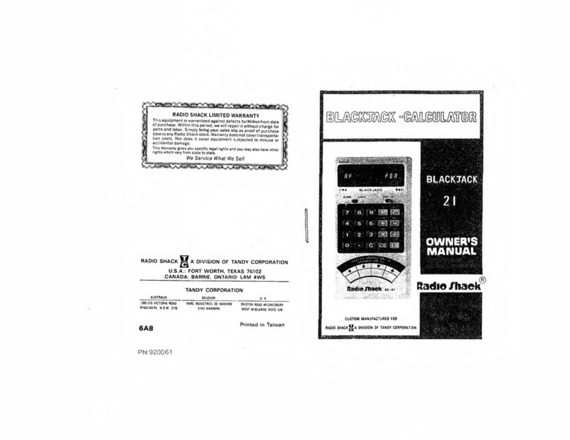 Radio Shack BLACKJACK 21 User manual