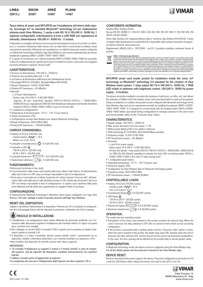 Vimar LINEA 30813 Series User manual