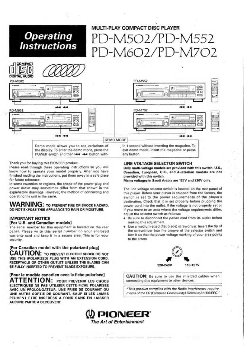 Pioneer PD-M502 operating instructions