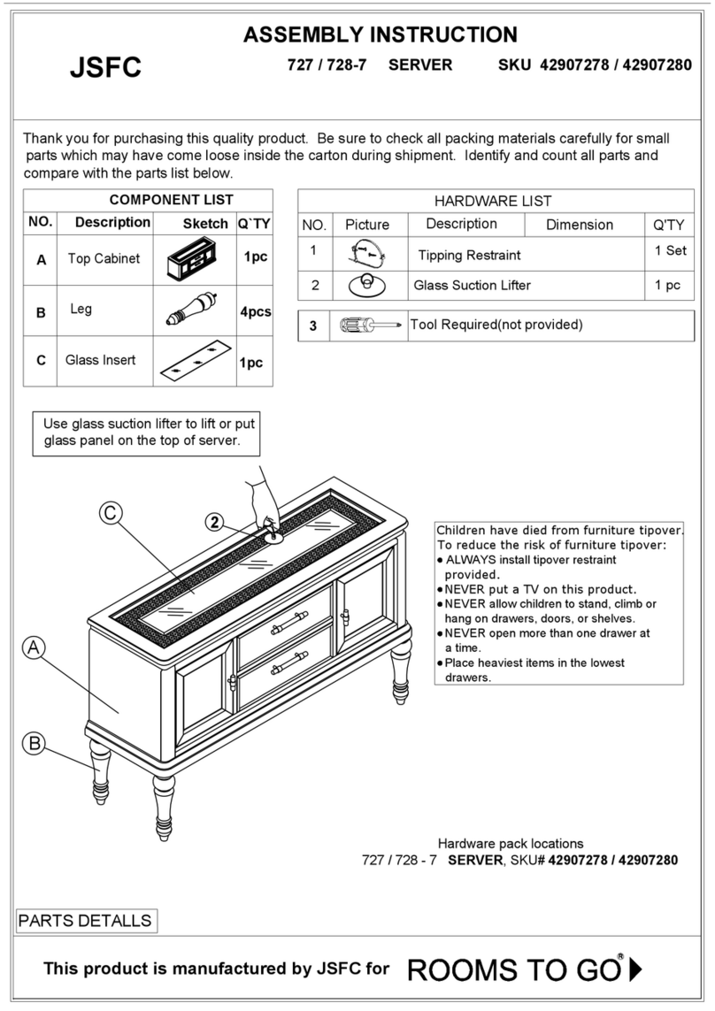 ROOMS TO GO JSFC 727 User manual ROOMS TO GO JSFC 727 User manual