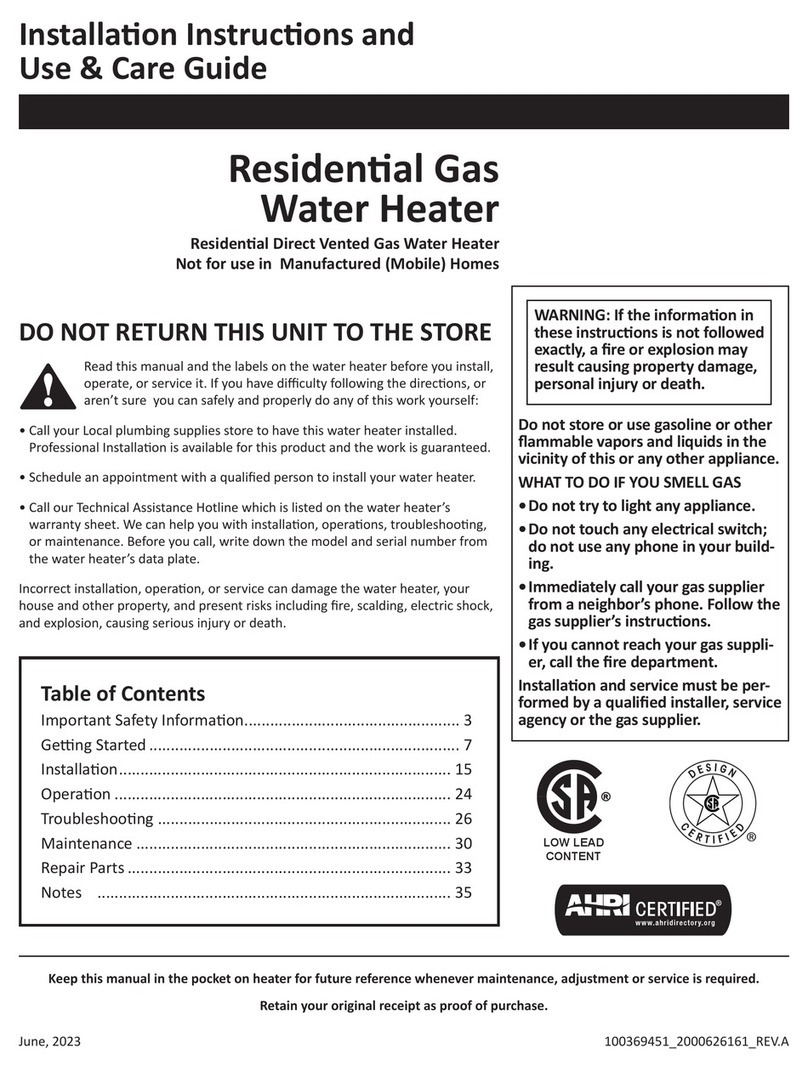 A.O. Smith G6-PVT4050NV Product information sheet