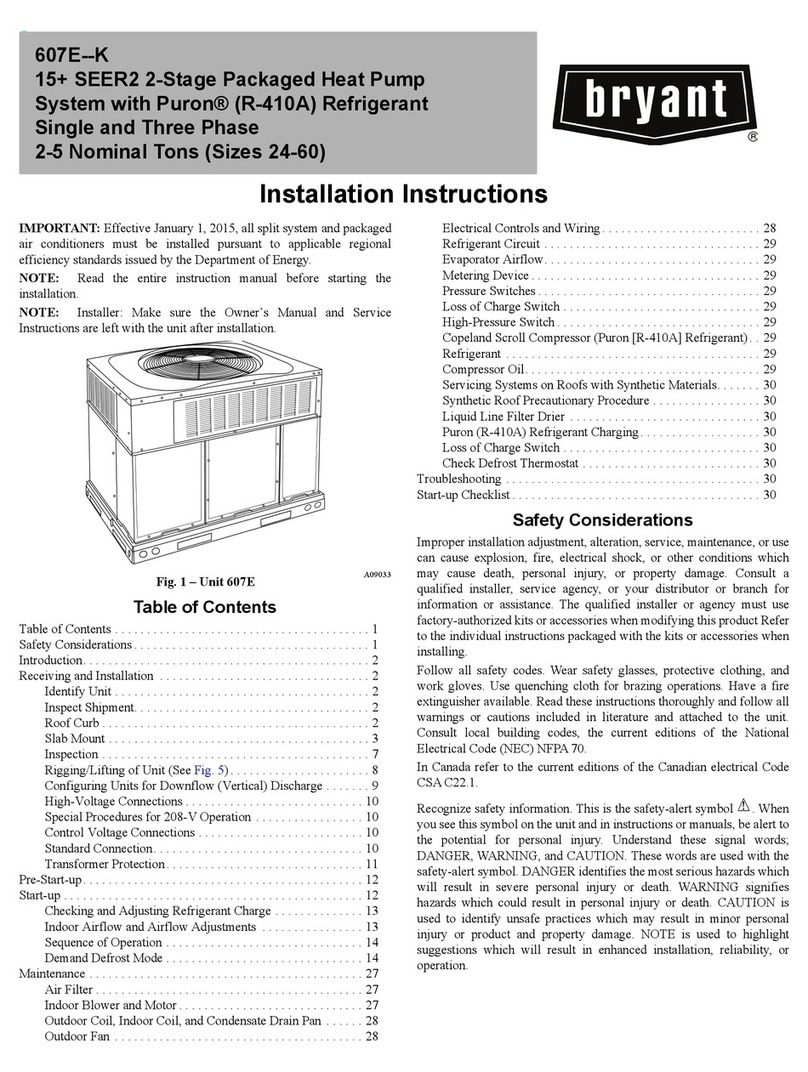Carrier bryant 607E K Series installation instructions