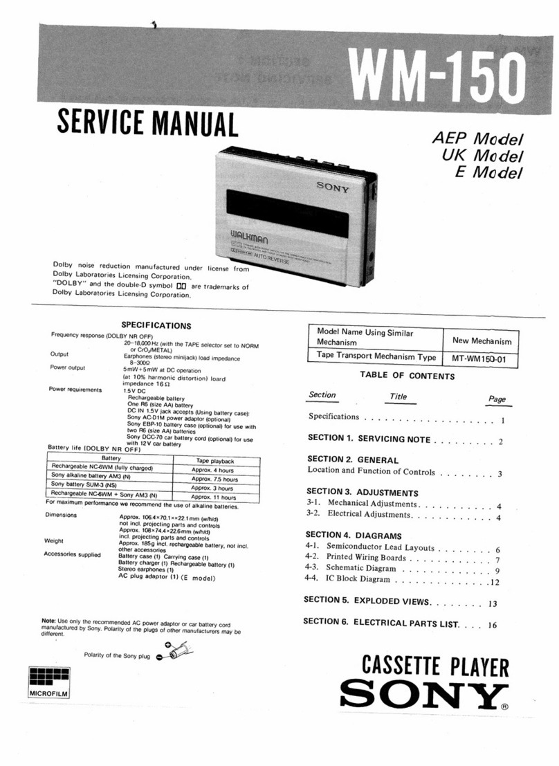 Sony WM-150 Service manual