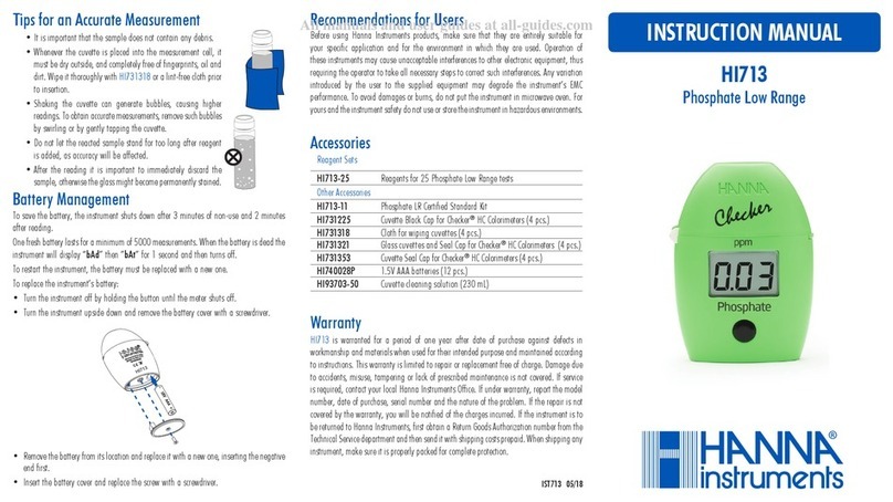 Hanna Instruments HI 713 User manual Hanna Instruments HI 713 User manual