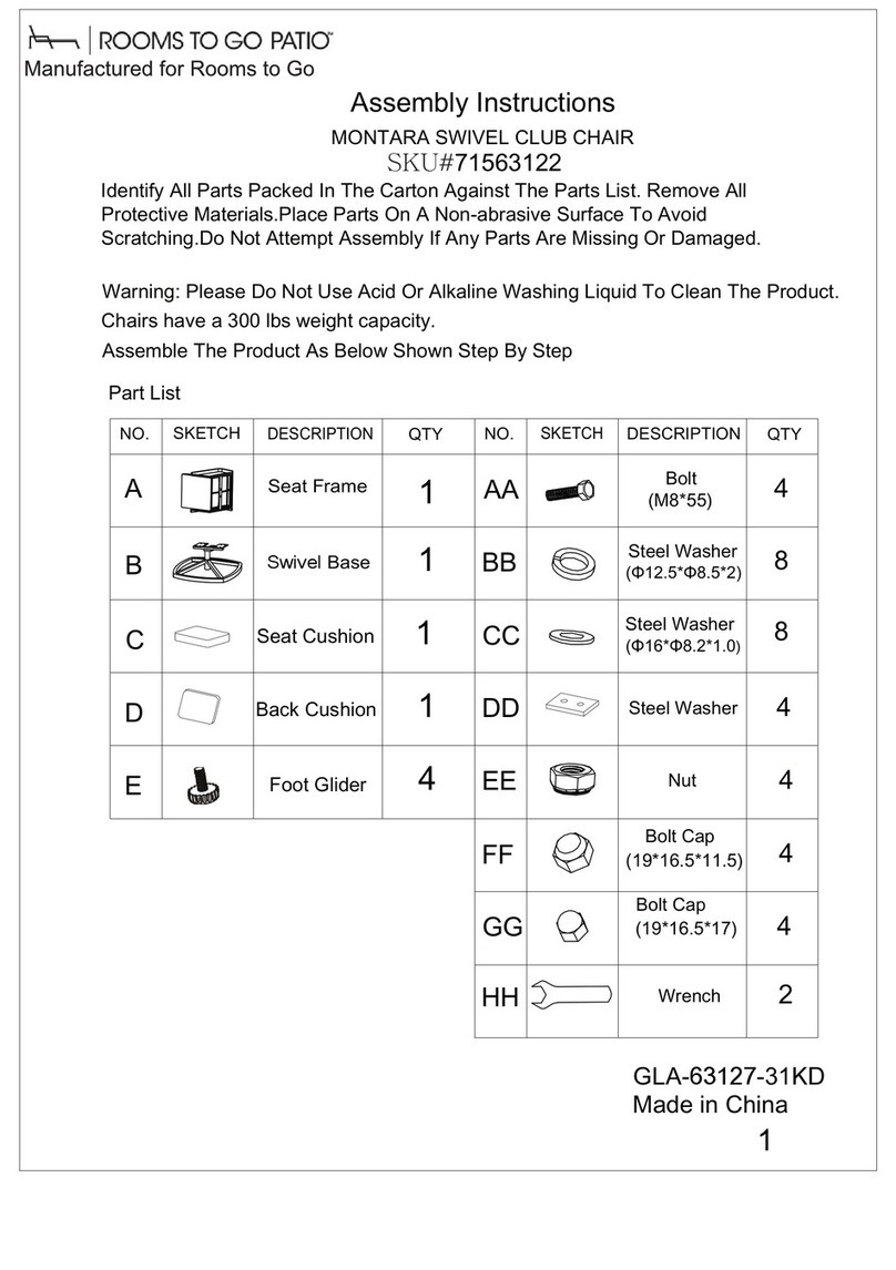 ROOMS TO GO MONTARA 71563122 User manual
