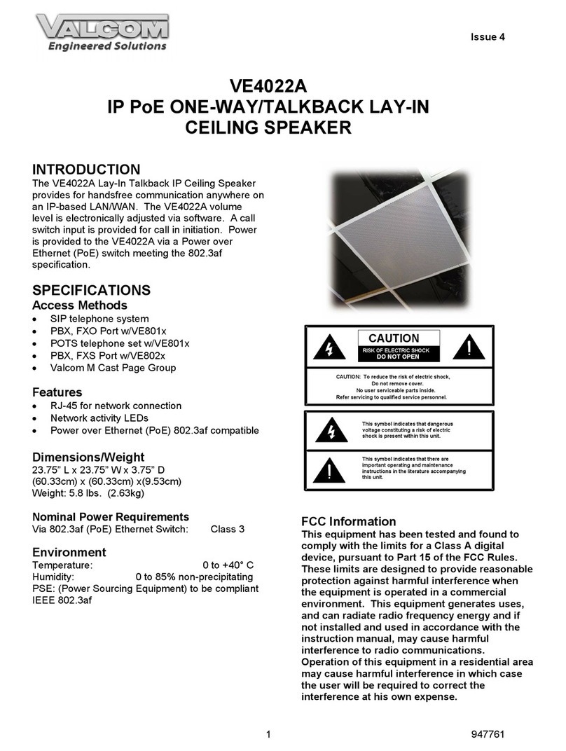 Valcom VE4022A User manual