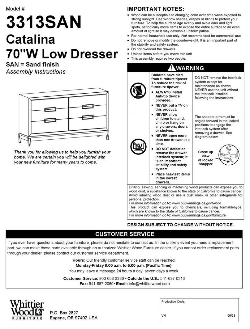 Whittier Wood Furniture Catalina 3313SAN Assembly instructions