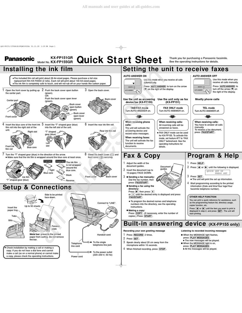 Panasonic KX-FP151GR quick start guide