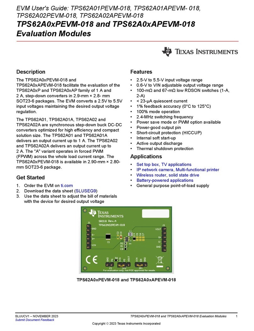Texas Instruments TPS62A0 PEVM-018 Series User manual