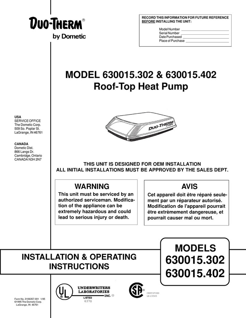 Dometic Duo-Therm 630015.302 Installation & operating instructions