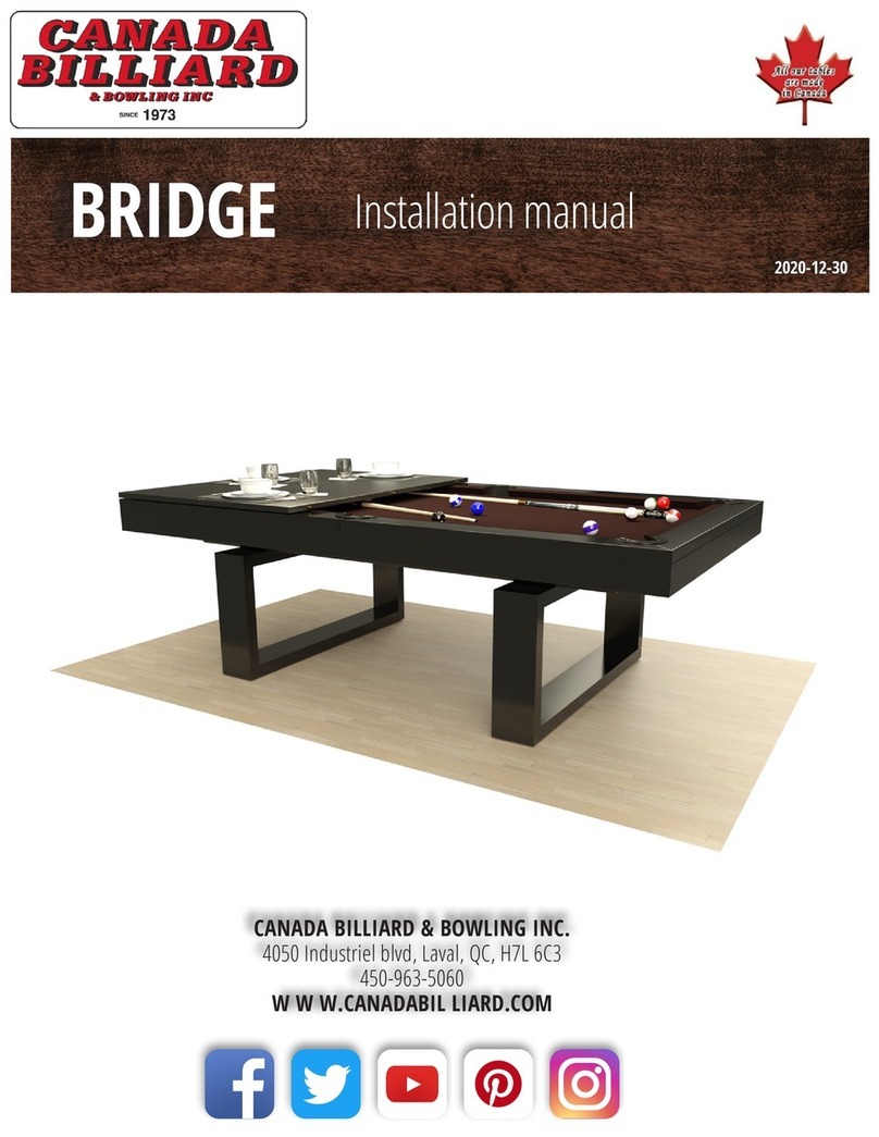 CANADA BILLARD & BOWLING INC BRIDGE installation manual CANADA BILLARD & BOWLING INC BRIDGE installation manual
