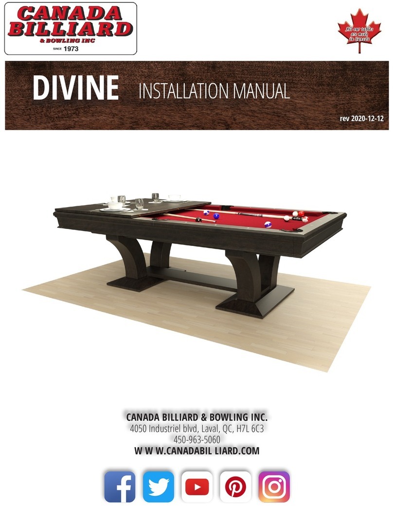 CANADA BILLARD & BOWLING INC DIVINE installation manual CANADA BILLARD & BOWLING INC DIVINE installation manual