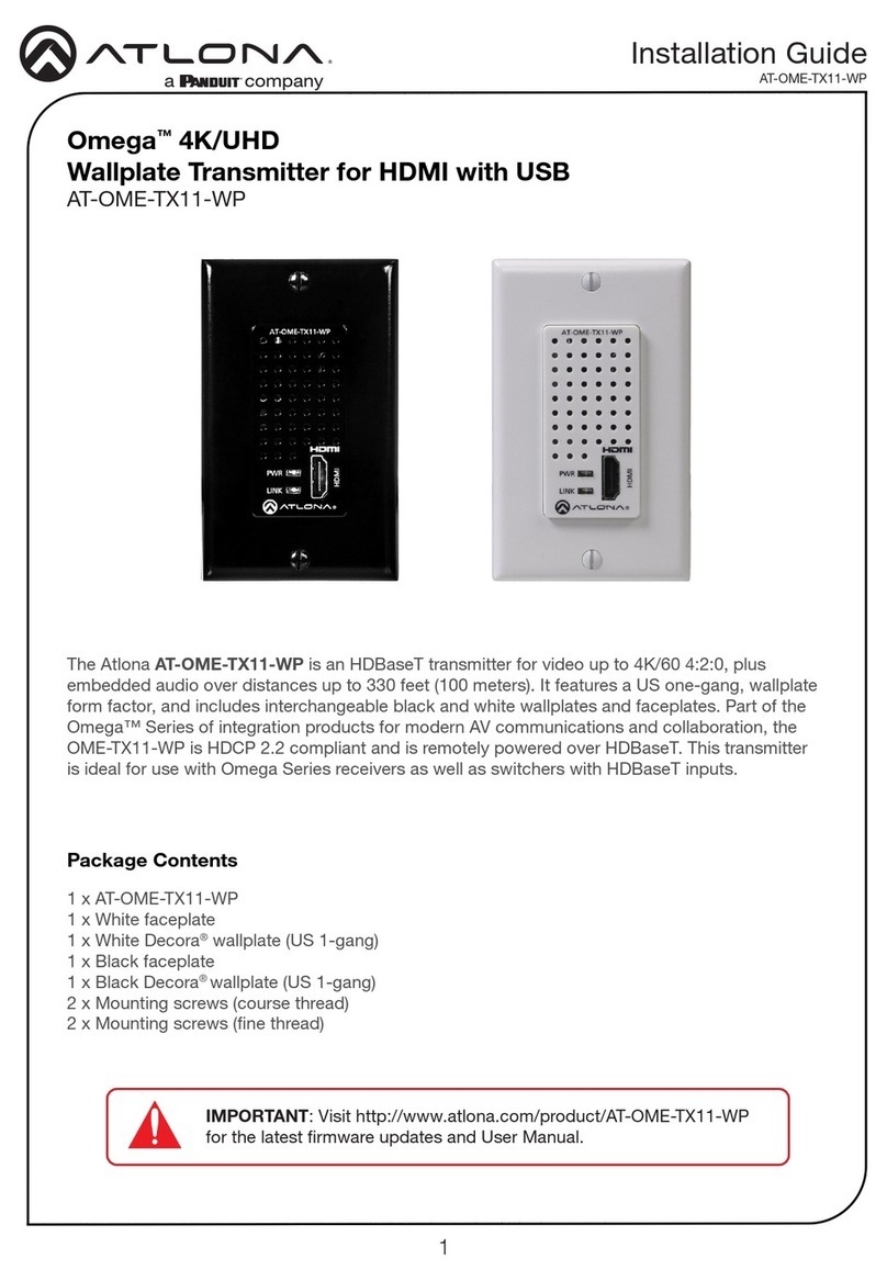 Panduit ATLONA Omega AT-OME-TX11-WP installation guide Panduit ATLONA Omega AT-OME-TX11-WP installation guide