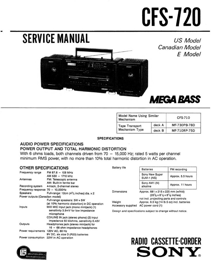 Sony MEGA BASS CFS-720 User manual