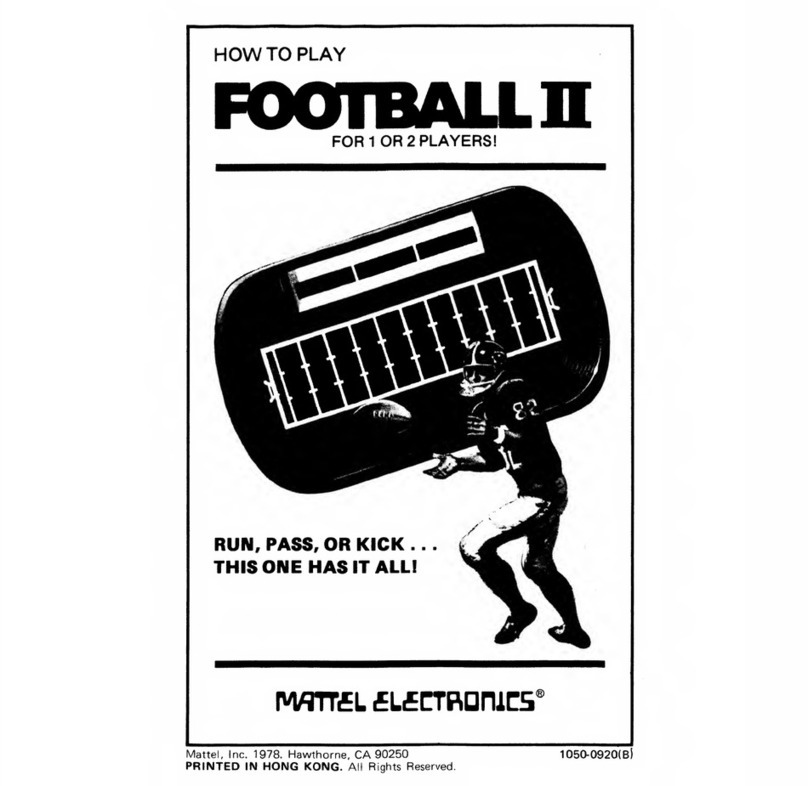 Mattel Electronics FOOTBALL II manual