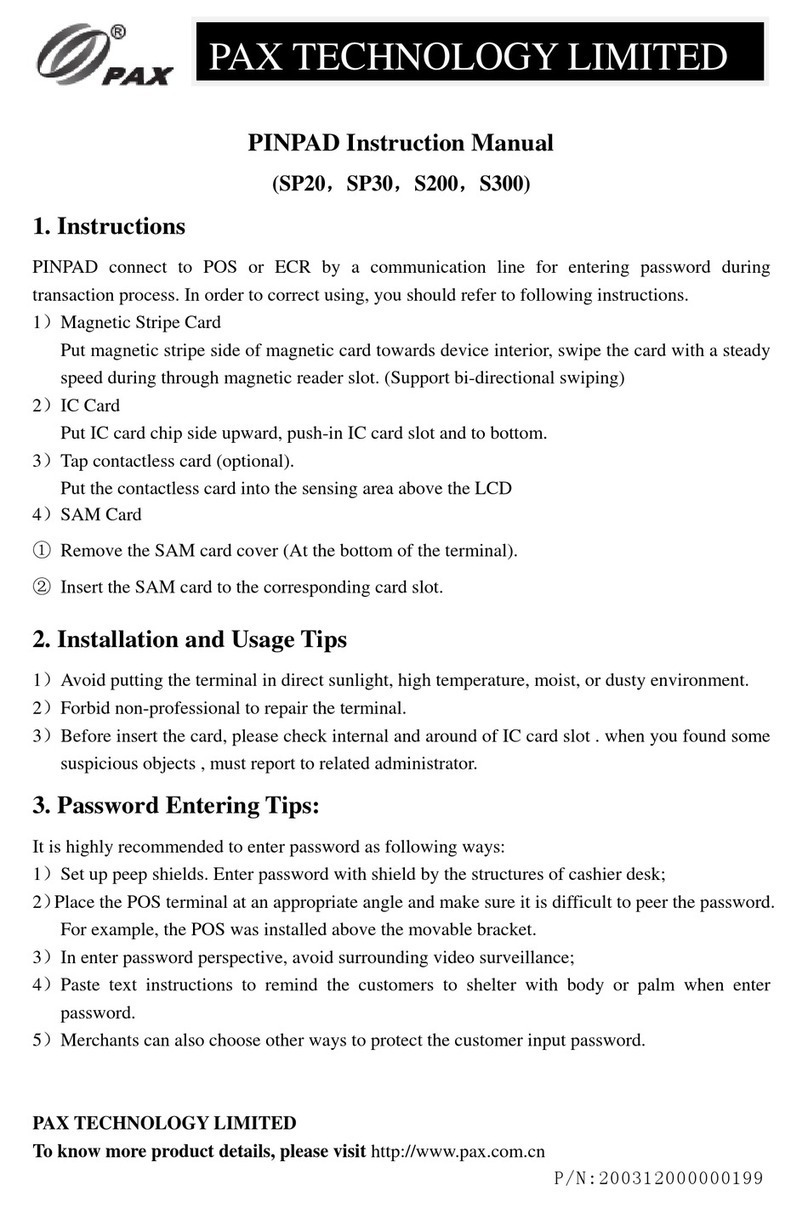 Pax Technology PINPAD instruction manual
