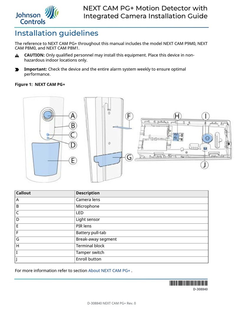 Johnson Controls NEXT CAM PG+ Installation guidelines