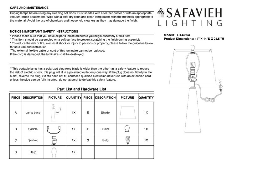 Safavieh Lighting GLADYS LIT4366A manual