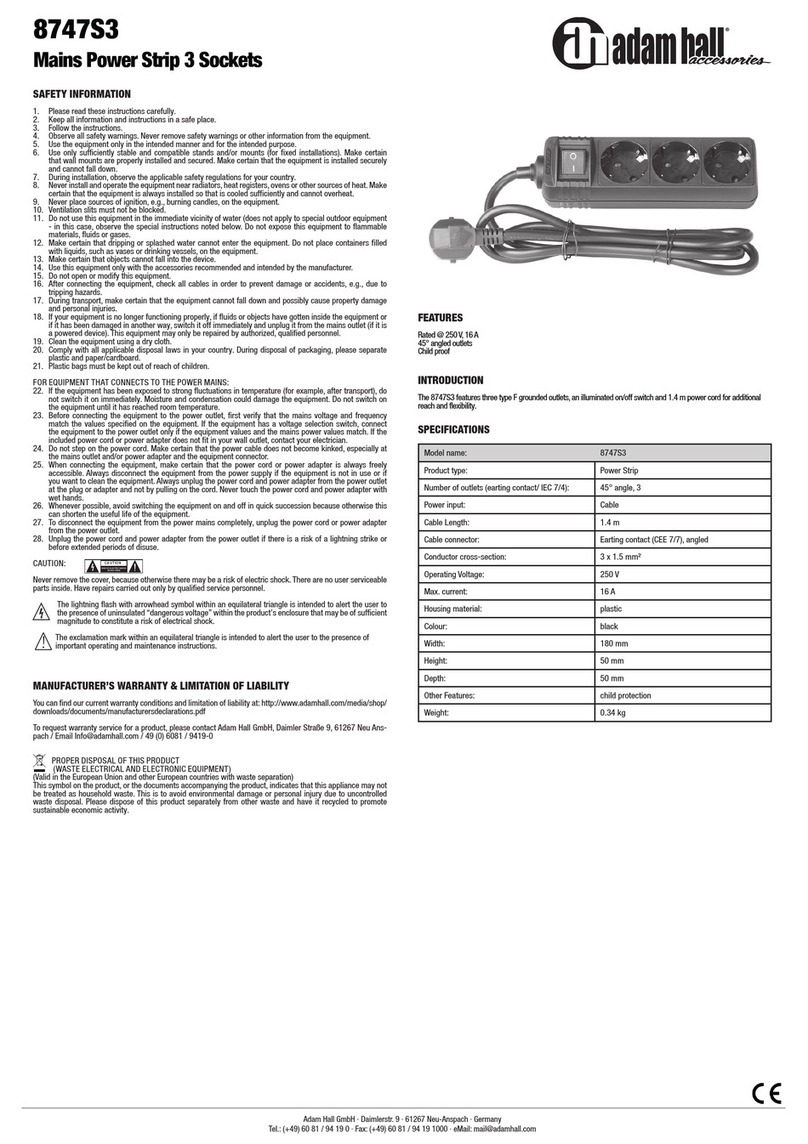 Adam Hall 8747S3 manual