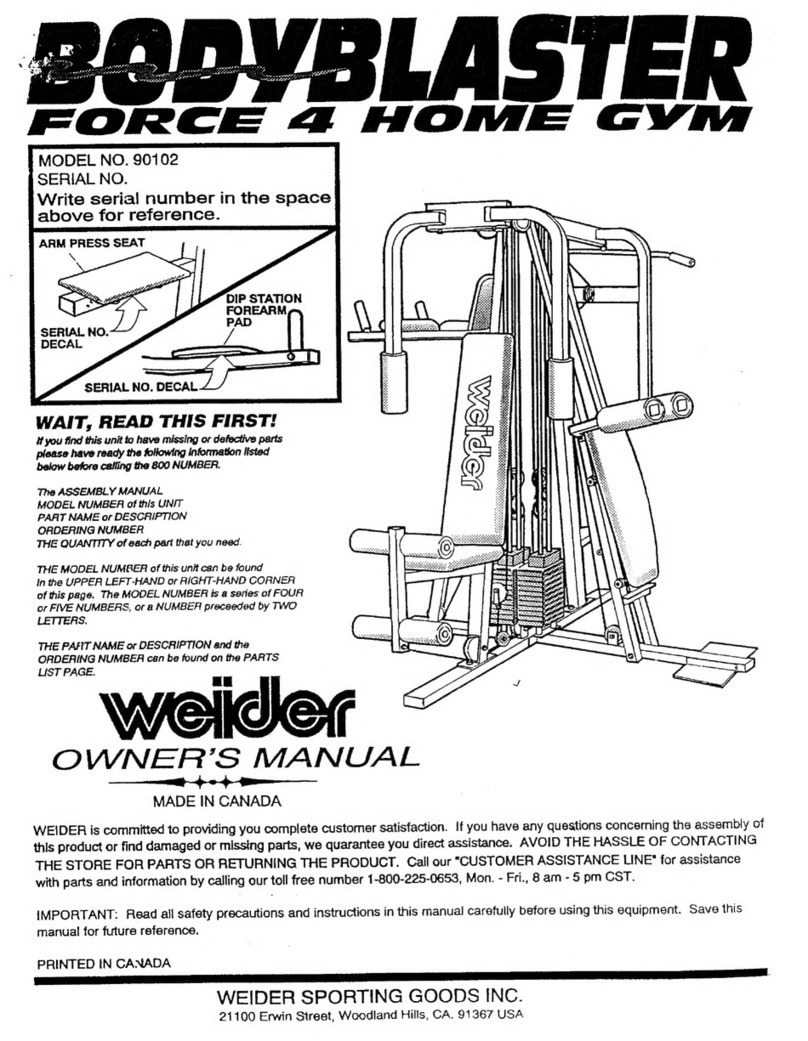 Weider BODYBLASTER FORCE 4 HOME GYM 90102 User manual Weider BODYBLASTER FORCE 4 HOME GYM 90102 User manual
