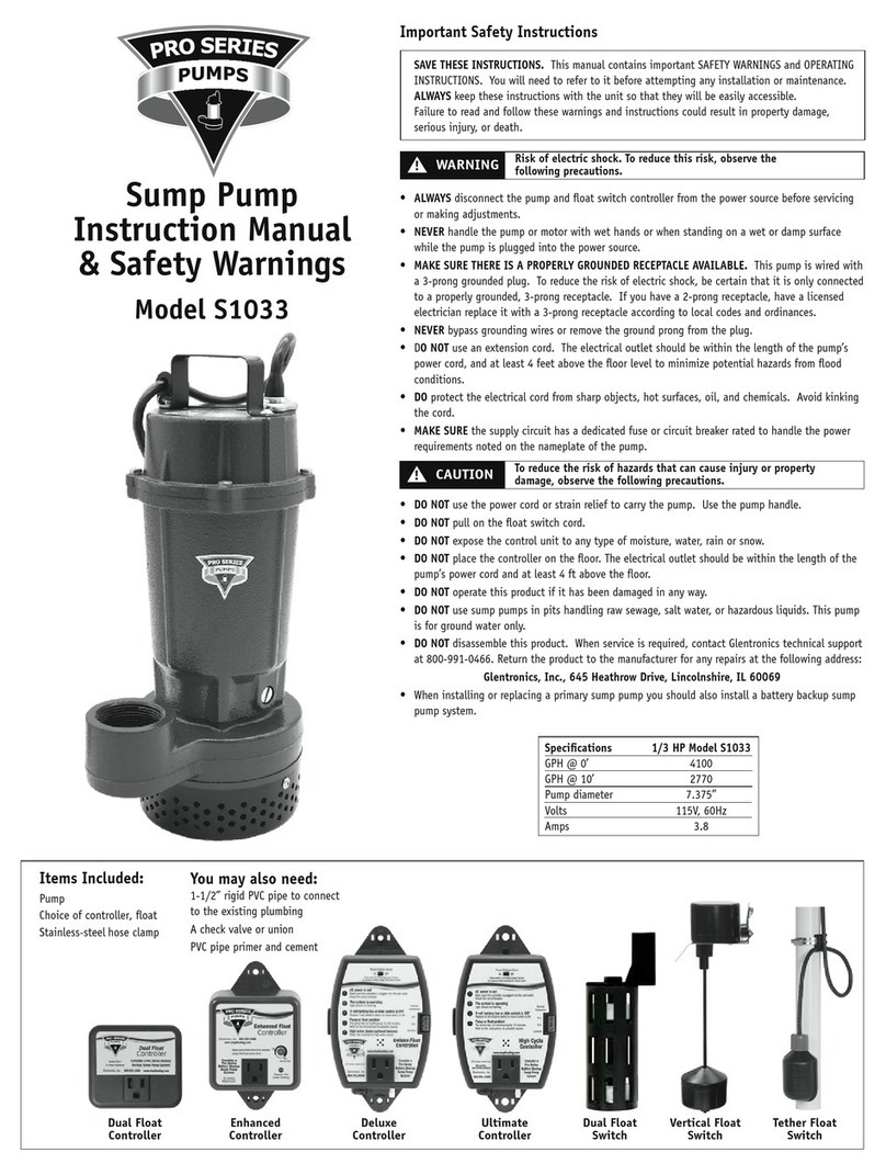 Pro Series Pumps S1033 Instruction manual & safety warnings