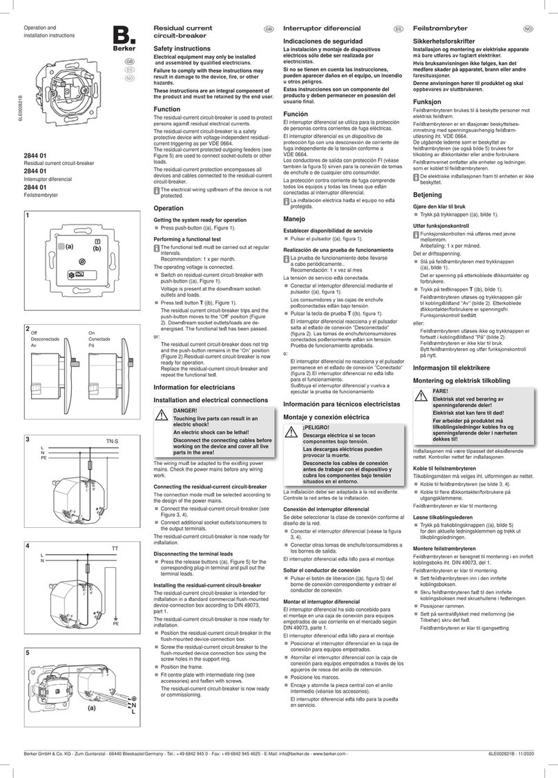 Berker 2844 01 Operation and installation instructions