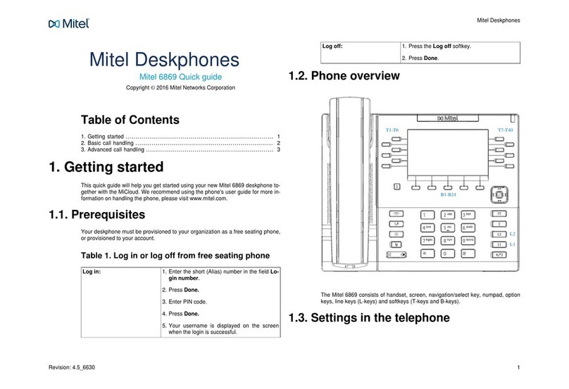 Mitel Deskphone 6869 quick guide