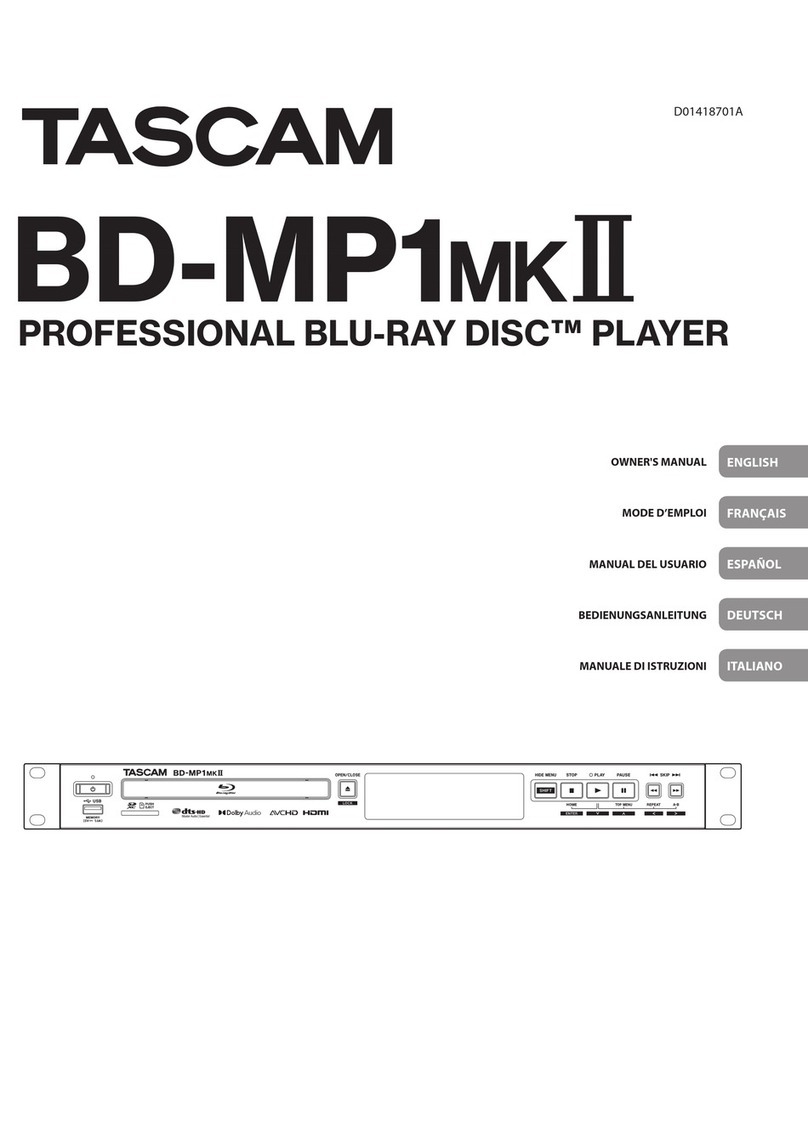 Tascam BD-MP1MKII owner's manual
