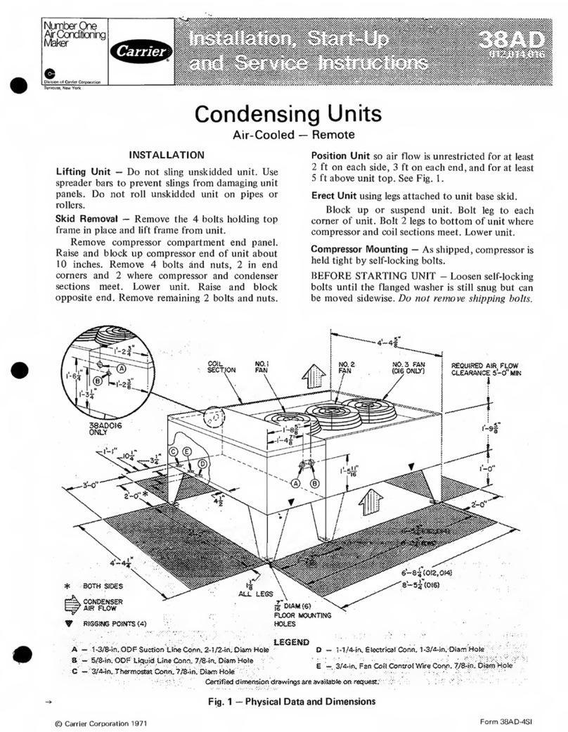 Carrier 38AD Dimensions and installation guide
