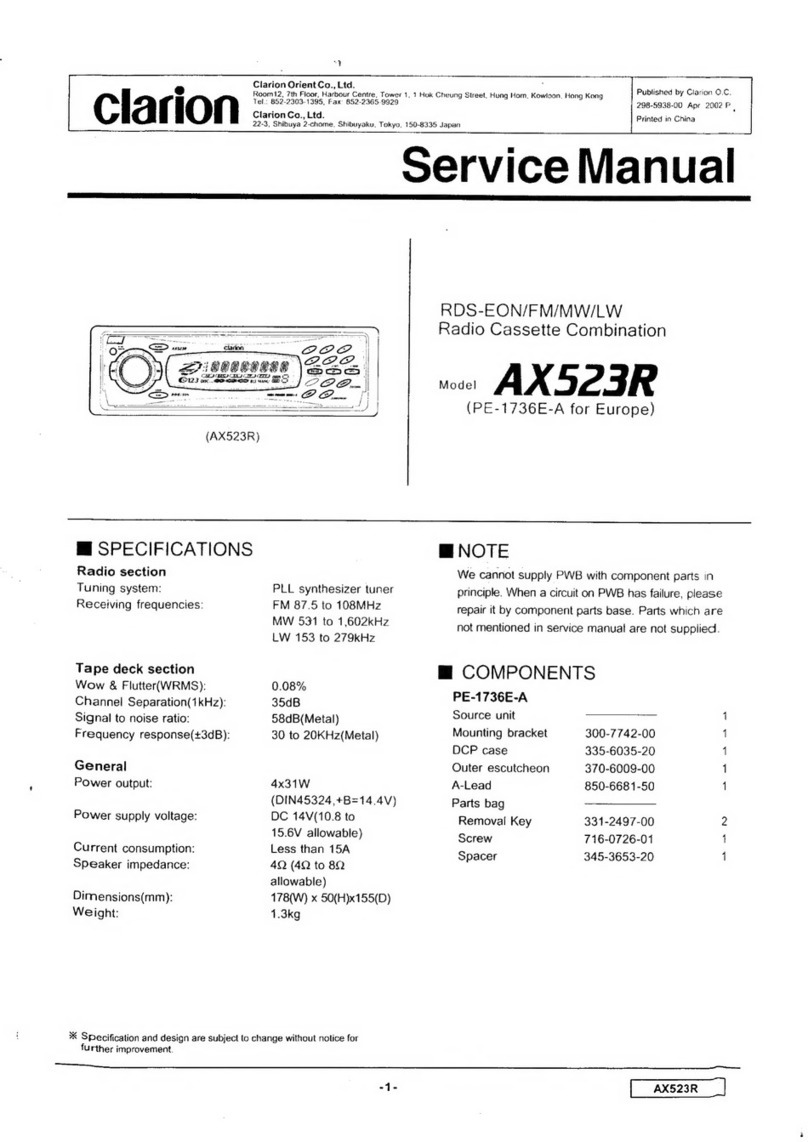 Clarion AX523R User manual