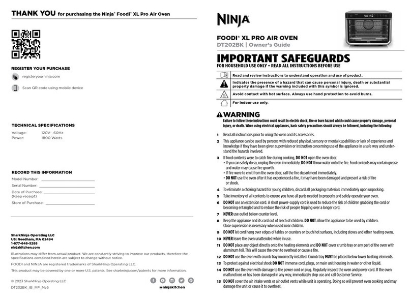 Shark NINJA FOODI XL PRO DT202BK Series owner's guide