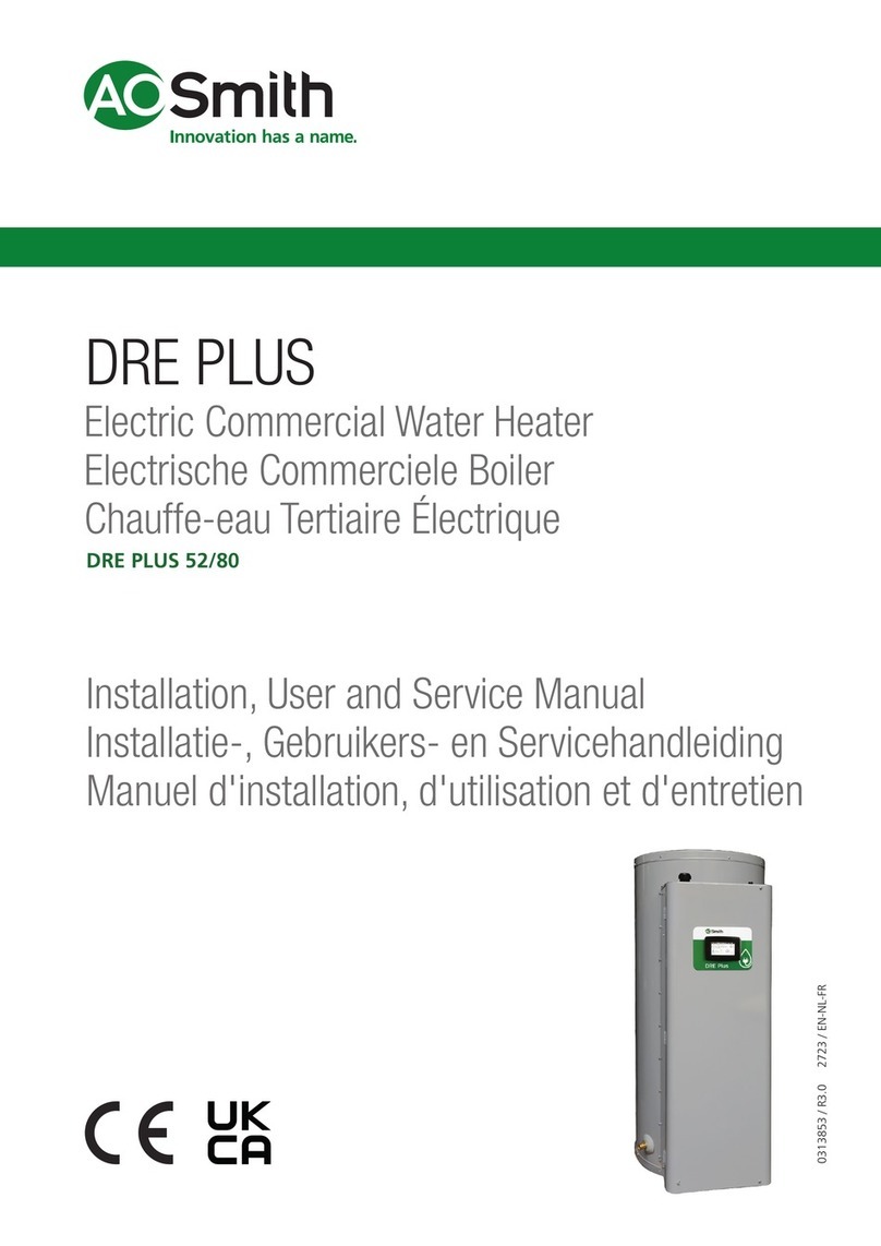 A.O. Smith DRE PLUS Installation, user and service manual A.O. Smith DRE PLUS Installation, user and service manual