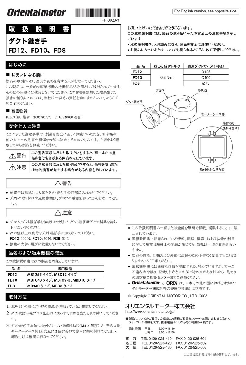 Oriental motor FD12 operating manual Oriental motor FD12 operating manual
