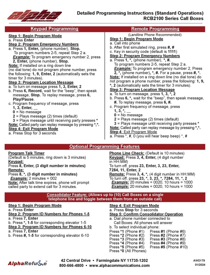 Alpha Communications RCB2100 Series Installation manual