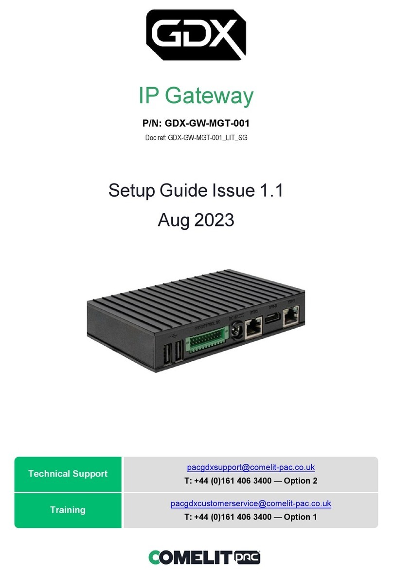 Comelit PAC GDX-GW-MGT-001 Setup guide