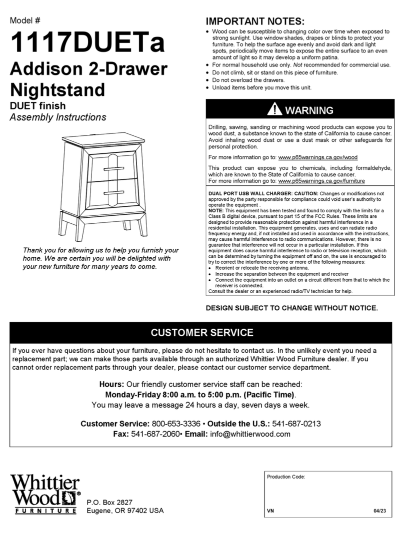 Whittier Wood Furniture Addison 1117DUETa Assembly instructions Whittier Wood Furniture Addison 1117DUETa Assembly instructions
