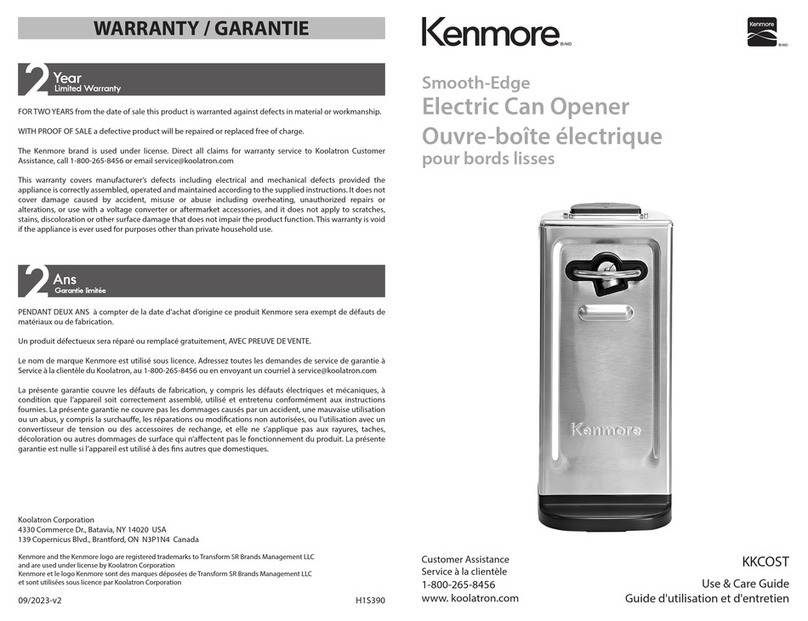 Kenmore KKCOST Use & care guide
