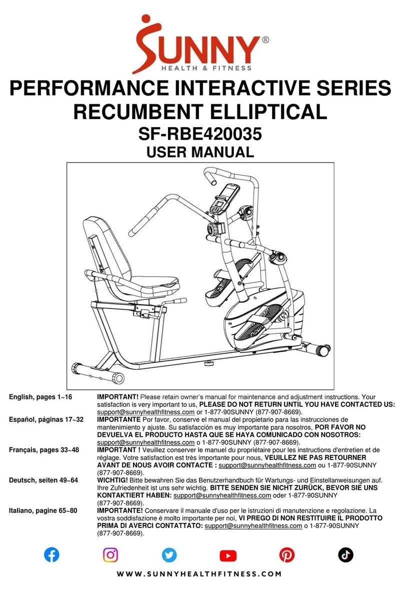 Sunny Health & Fitness PERFORMANCE INTERACTIVE Series user manual