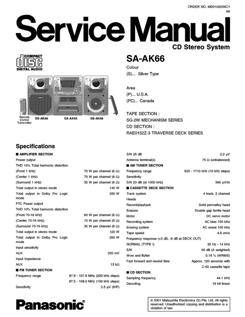 Panasonic SAAK66 - MINI HES W/CD PLAYER User manual