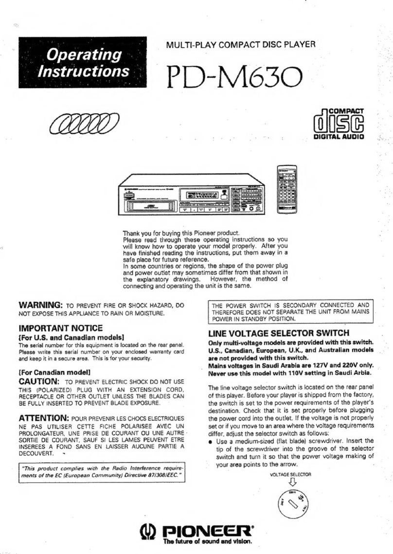 Pioneer PD-M630 User manual Pioneer PD-M630 User manual