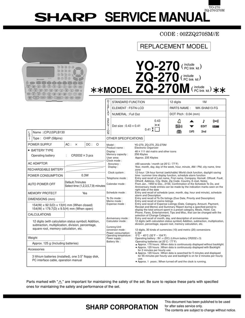 Sharp YO-270 User manual Sharp YO-270 User manual