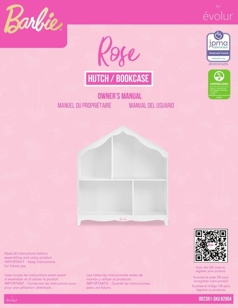 Evolur Barbie Rose HUTCH / Bookcase User manual