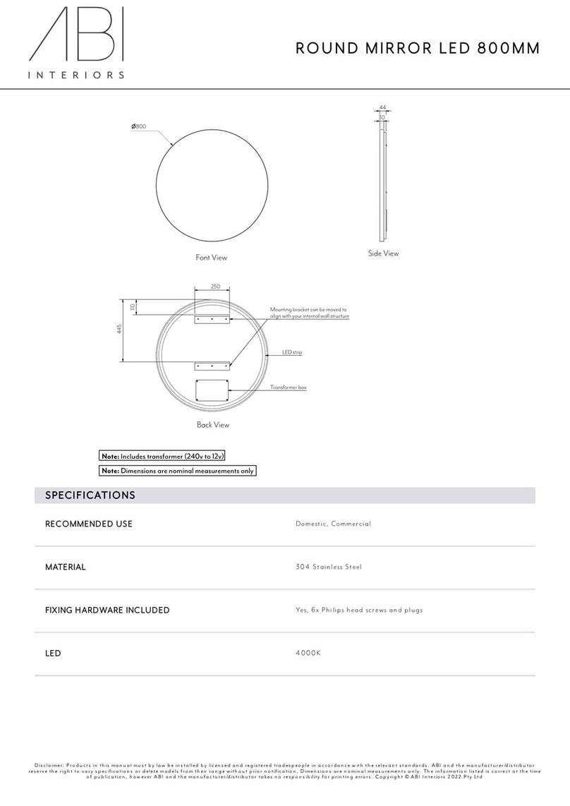 ABI INTERIORS ROUND MIRROR LED 800MM manual