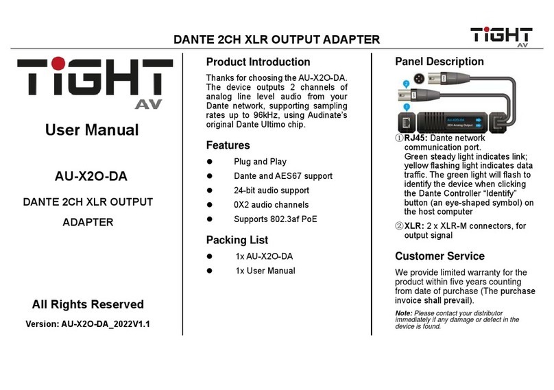 TiGHT AV AU-X2O-DA User manual
