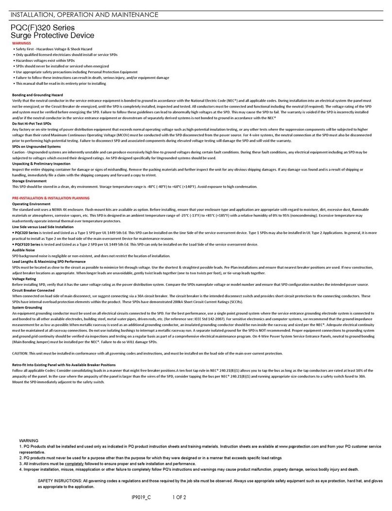 PQ Protection PQC320 Series Installation, operation and maintenance manual