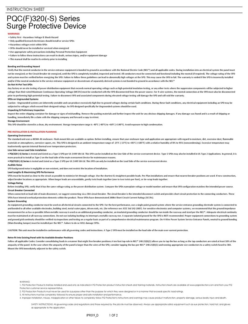 PQ Protection PQC320 Series User manual