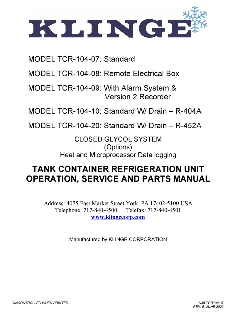 KLINGE TCR-104-07 Operation, service and parts manual